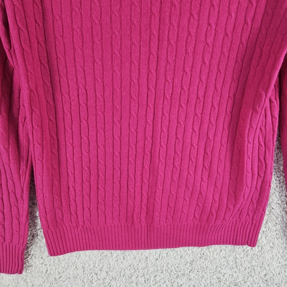 J. Crew Pullover Cable Knit Sweater Size Small Wool Blend Fuchsia Hot Dark Pink - Picture 7 of 14